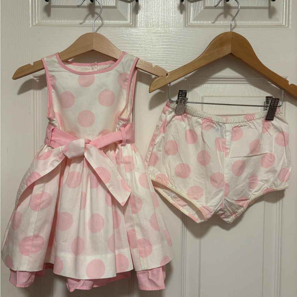 Pink Polka Dot Kids Formal Dress Set
